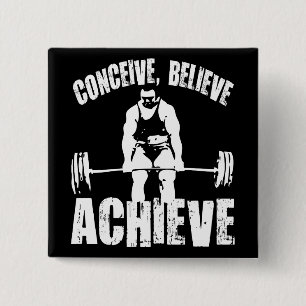 Badge Carré 5 Cm Concevoir, Croire, Atteindre - Exercice Motivation