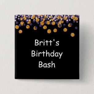 Badge Carré 5 Cm Confettis de parties scintillantes
