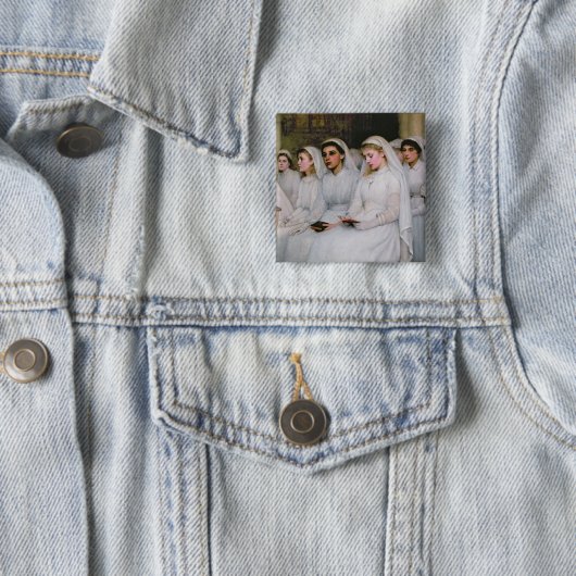 Badge Carré 5 Cm Confirmation (En situation)