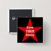 Badge Carré 5 Cm Connaissez votre bouton Ennemi (Devant & derrière)