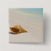 Badge Carré 5 Cm Conque Shell sur la plage 3 (Devant)