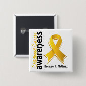 Badge Carré 5 Cm Conscience 5 de Cancer d'enfance (Devant & derrière)