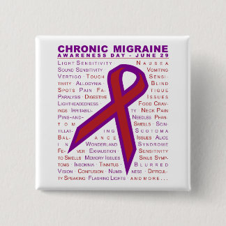 Badge Carré 5 Cm Conscience chronique de migraine - symptômes et