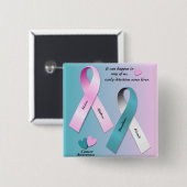 Badge Carré 5 Cm Conscience de Cancer (Devant & derrière)