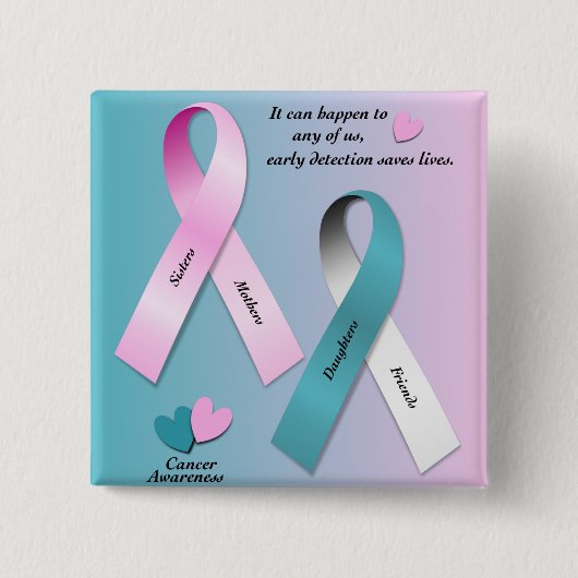 Badge Carré 5 Cm Conscience de Cancer (Devant)