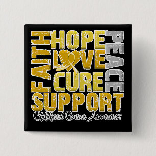 Badge Carré 5 Cm Conscience de Cancer d'enfance de traitement