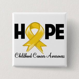 Badge Carré 5 Cm Conscience de Cancer d'enfance d'espoir