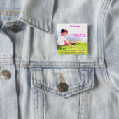 Badge Carré 5 Cm Conscience de cancer du sein (En situation)