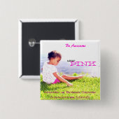 Badge Carré 5 Cm Conscience de cancer du sein (Devant & derrière)