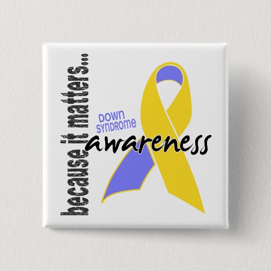 Badge Carré 5 Cm Conscience de syndrome de Down (Devant)