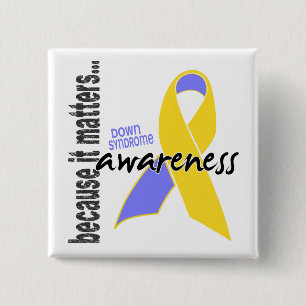 Badge Carré 5 Cm Conscience de syndrome de Down