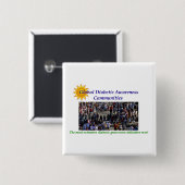 BADGE CARRÉ 5 CM CONSCIENCE DIABÉTIQUE GLOBALE (Devant & derrière)