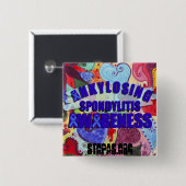 Badge Carré 5 Cm Conscience LoveButton carré de spondylarthrite (Devant & derrière)