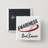 Badge Carré 5 Cm Conscience orale 3 de Cancer (Devant & derrière)