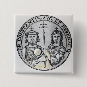Badge Carré 5 Cm Constantine VI et sa mère Irène