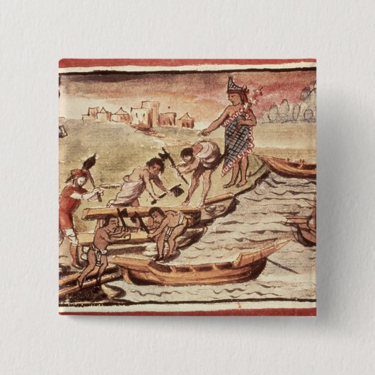 Badge Carré 5 Cm Constructeurs de bateaux indiens mexicains (Devant)