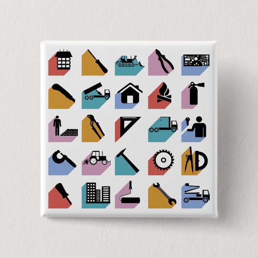 Badge Carré 5 Cm Construction and DIY Home Improvement Icons (Devant)