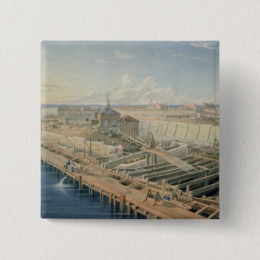 Badge Carré 5 Cm Construction des docks (Devant)