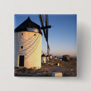 Badge Carré 5 Cm Consuegra, La Mancha, Espagne, moulins à vent