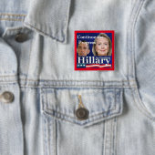 Badge Carré 5 Cm "Continuez le progrès d'Obama" élisent Hillary (En situation)