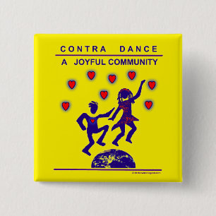 Badge Carré 5 Cm Contre la danse un bouton joyeux de la Communauté