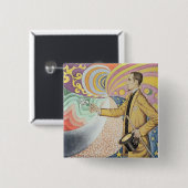 Badge Carré 5 Cm Contre l'émail d'un arrière - plan rythmique (Devant & derrière)