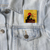 Badge Carré 5 Cm Conversation Noir et Café Noir (En situation)