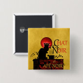 Badge Carré 5 Cm Conversation Noir et Café Noir (Devant & derrière)