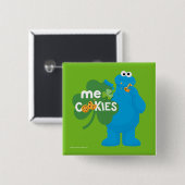 Badge Carré 5 Cm Cookie Monster | Amour shamrock (Devant & derrière)
