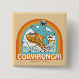 Badge Carré 5 Cm Cookie Monster Cowabunga!