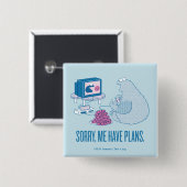 Badge Carré 5 Cm Cookie Monster | Désolé, J'Ai Des Plans (Devant & derrière)