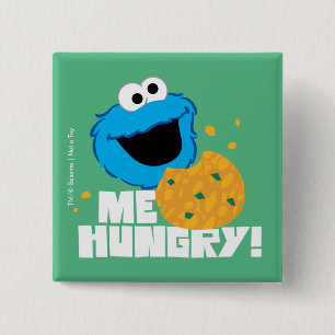 Badge Carré 5 Cm Cookie Monster   Moi Affamé !