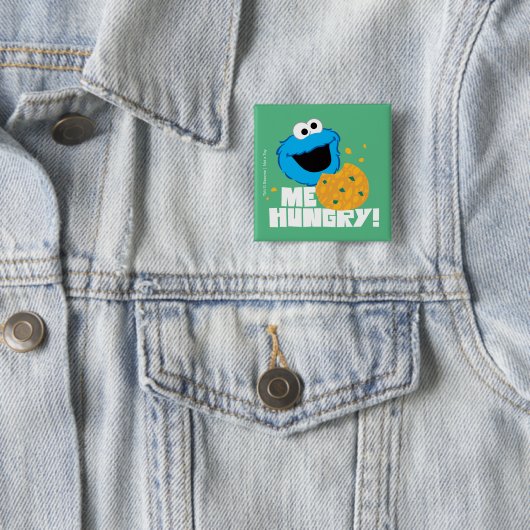 Badge Carré 5 Cm Cookie Monster | Moi qui ai faim ! (En situation)