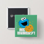 Badge Carré 5 Cm Cookie Monster | Moi qui ai faim ! (Devant & derrière)