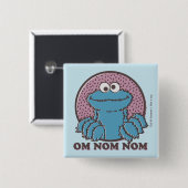 Badge Carré 5 Cm Cookie Monster | Om Nom Nom (Devant & derrière)