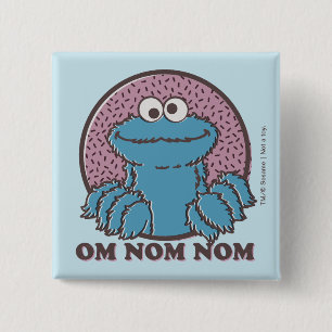 Badge Carré 5 Cm Cookie Monster   Om Nom Nom