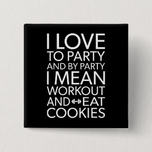 Badge Carré 5 Cm Cookies d'entraînement et de manger - Funny Novelt