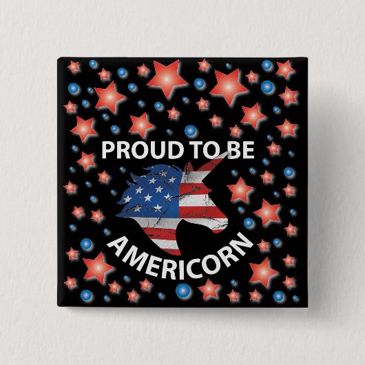 Badge Carré 5 Cm Cool 4 juillet rouge, blanc et bleu américain (Devant)