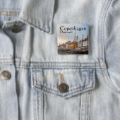 Badge Carré 5 Cm Copenhague Danemark (En situation)