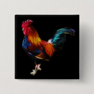 Badge Carré 5 Cm Coq de leghorn de Fractalius