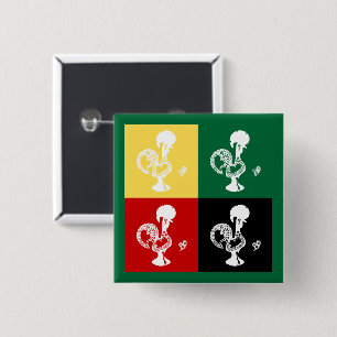 Badge Carré 5 Cm Coq portugais de Barcelos coloré motif