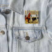 Badge Carré 5 Cm Coq Rhode Island Red (En situation)