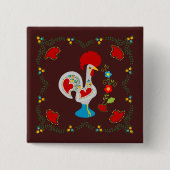 Badge Carré 5 Cm Coq traditionnel de Barcelos en blanc (Devant)