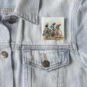 Badge Carré 5 Cm Coqs d'équitation (En situation)
