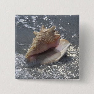 Badge Carré 5 Cm Coquillage sur l'île de la plage   Sanibel, la