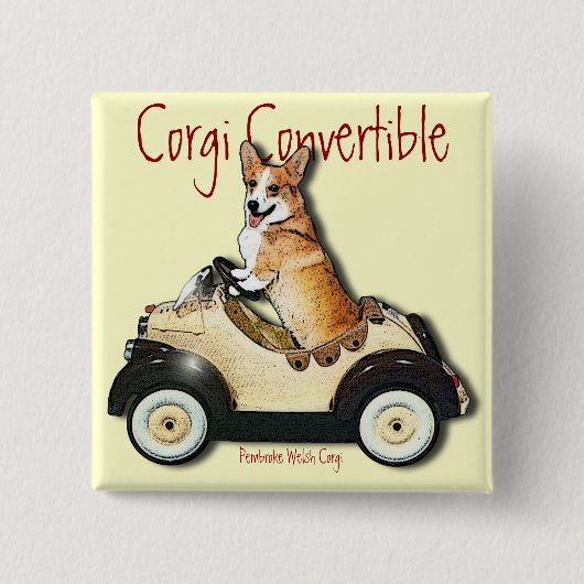 Badge Carré 5 Cm Corgi convertible (Devant)