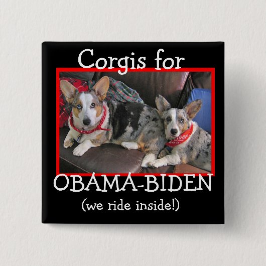 Badge Carré 5 Cm Corgis pour Obama-Biden (Devant)