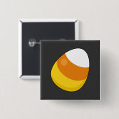 Badge Carré 5 Cm Corne de bonbons d'Halloween (Devant & derrière)