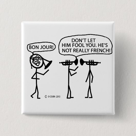 Badge Carré 5 Cm Corne française (Devant)