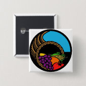 Badge Carré 5 Cm Cornucopie noire (Devant & derrière)